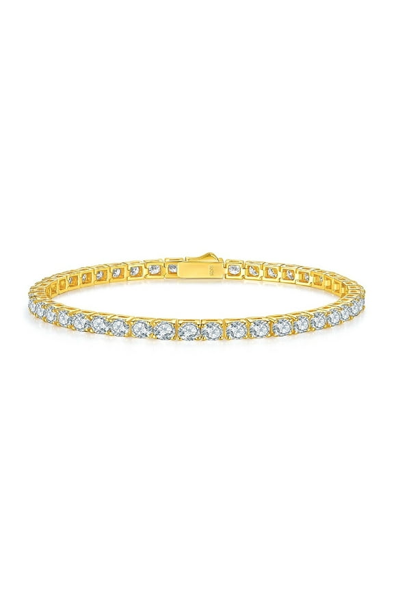 4MM Moissanite Tennis Bracelet Men Gold Diamond Bracelets for Women 18K Gold Plated Wedding Bracelets for Brides Anniversary Lab Created Diamond Bracelet for Wife