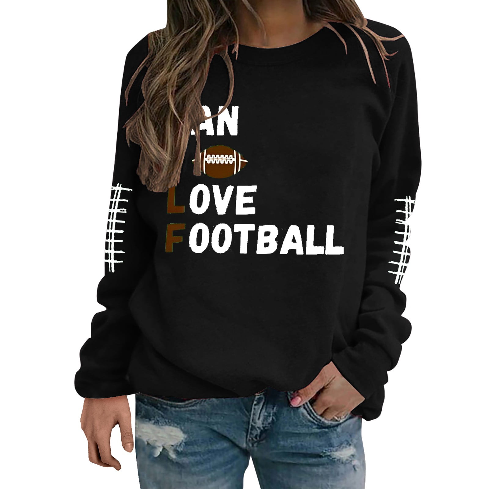 LOEYUNYE Funny Football Shirts For Women Football Mom Sweatshirt Women s Crewneck Sweatshirt Heavy Sweatshirts for Women Mothers Day Gifts Bargains of The Day Sale Walmart