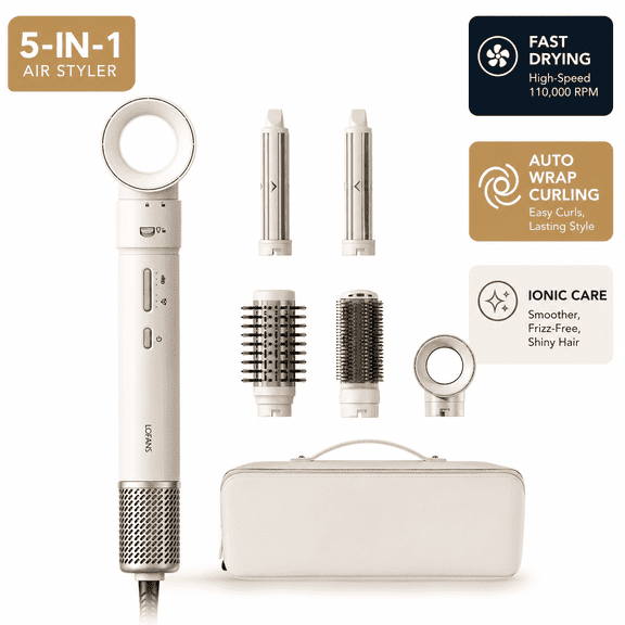 LOFANS 5-in-1 Air Styler, Auto Wrap Curling Hair Dryer Brush with Ionic Fast Drying Technology, Blowout, Curl, Smooth & Volumize, Travel Case Included
