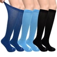 thumbnail image 1 of LOFIR Bamboo Viscose Diabetic Socks for Men Women, Extra Wide Non-Binding Moisture-Wicking Neuropathy Socks, 6 Pairs Seamless Knee High Socks, Size 11-13, Multi Color, 1 of 7