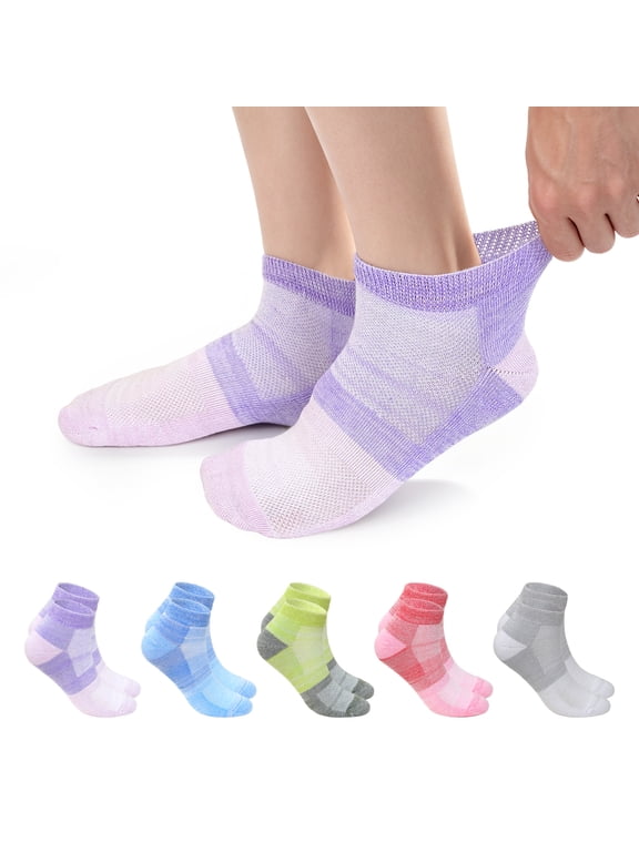 Bamboo Viscose Diabetic Socks for Women Men - 5 Pairs Wide Non Binding Neuropathy Socks, Seamless Loose Cushion for Swollen Feet, Size 9-11