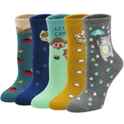 LOFIR Cute Womens Fuzzy Socks, Cozy Winter Warm Fluffy Animal Pattern Novelty Ankle Socks for Women, 5 Pairs