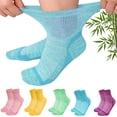 thumbnail image 1 of LOFIR Bamboo Viscose Diabetic Socks for Women,Above Ankle Loose Top Non-Binding Comfort Wide Calf Socks for Sensitive Feet, 5 Pairs Sizes 9-11, 1 of 8