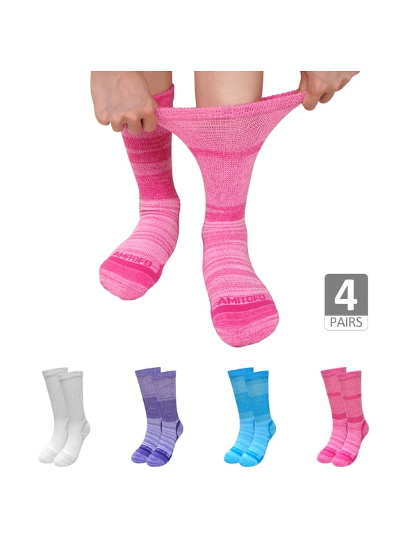 Diabetic Socks for Women – Wide Calf, Seamless Toe, Comfortable Cotton Blend Socks for Elderly and Adults, 13-15 Pastels