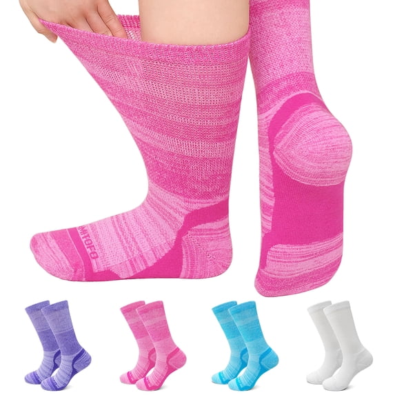 LOFIR Diabetic Socks for Women – Wide Calf, Seamless Toe, Comfortable Cotton Blend Socks for Elderly and Adults, 13-15 Pastels
