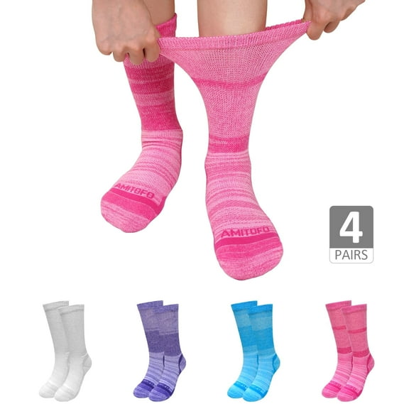 LOFIR Diabetic Socks for Women – Wide Calf, Seamless Toe, Comfortable Cotton Blend Socks for Elderly and Adults, 9-11 Pastels