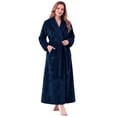 thumbnail image 1 of LOFIR Fleece Robe for Women Soft Warm Long Plush Bathrobe Slim Elastic Ladies Sleepwear Housecoats (S/M, Navy Blue), 1 of 9