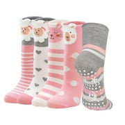 LOFIR Kids Non-Slip Socks With Grips for for 5-7 Years Old Boys and Girls 5 Pairs of Cute Ankle Socks