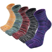 LOFIR Mens Toe Socks Comfy Cotton Crew Five Finger Ankle Socks for Running Athletic, 5 Pairs