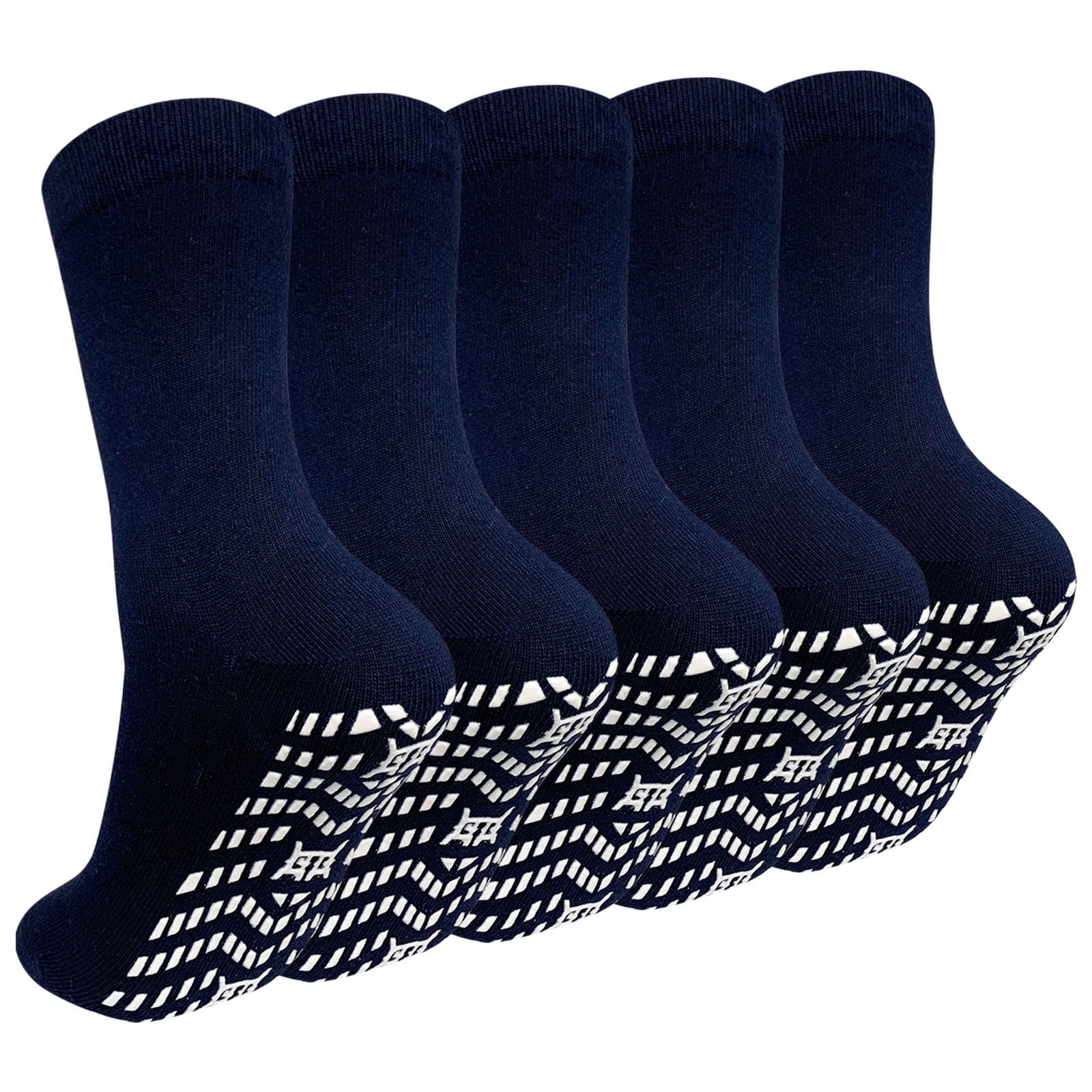 Men's Non-Slip Slipper Socks - 5 Pairs Pack With Rubber Grippers For Indoor Use (Size 7-9)
