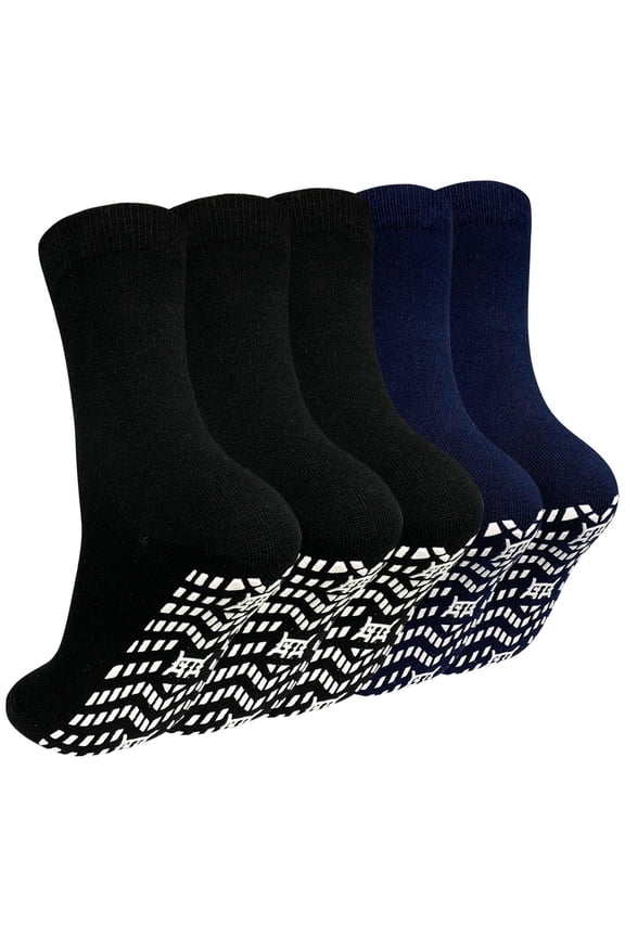 Non Slip Grip Socks for Men- 5 Pairs Non Skid Anti Slip Grippy Socks with Gripper for Men Women for Yoga Pilates Hospital