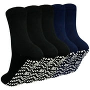 LOFIR Non Slip Grip Socks for Men- 5 Pairs Non Skid Anti Slip Grippy Socks with Gripper for Men Women for Yoga Pilates Hospital