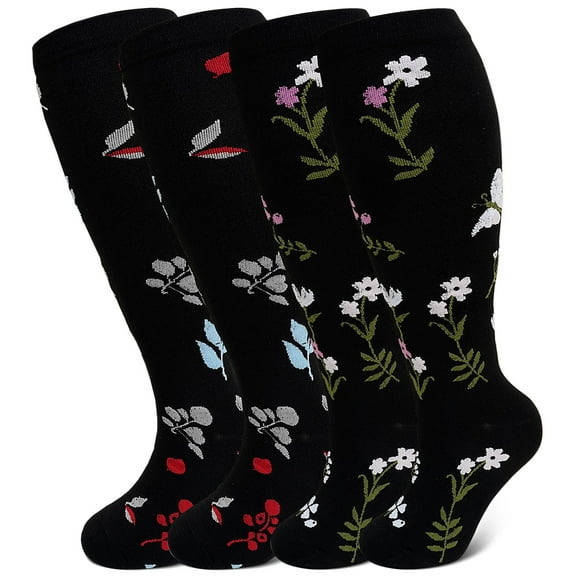 LOFIR Plus Size Compression Socks for Women and Men, 20-30 mmHg Knee High Support (2 Pairs)