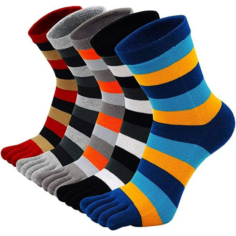 LOFIR Toe Socks for Men Five Finger Striped Sock Running Athletic
