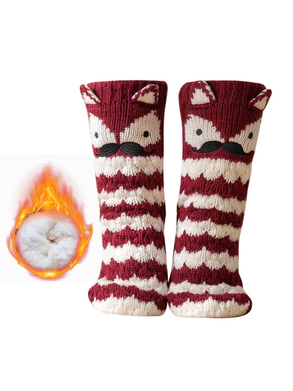 Women Fuzzy Slipper Socks Non Slip Winter Warm Soft Fluffy Cozy Fleece Lining House Socks, Size 5-10
