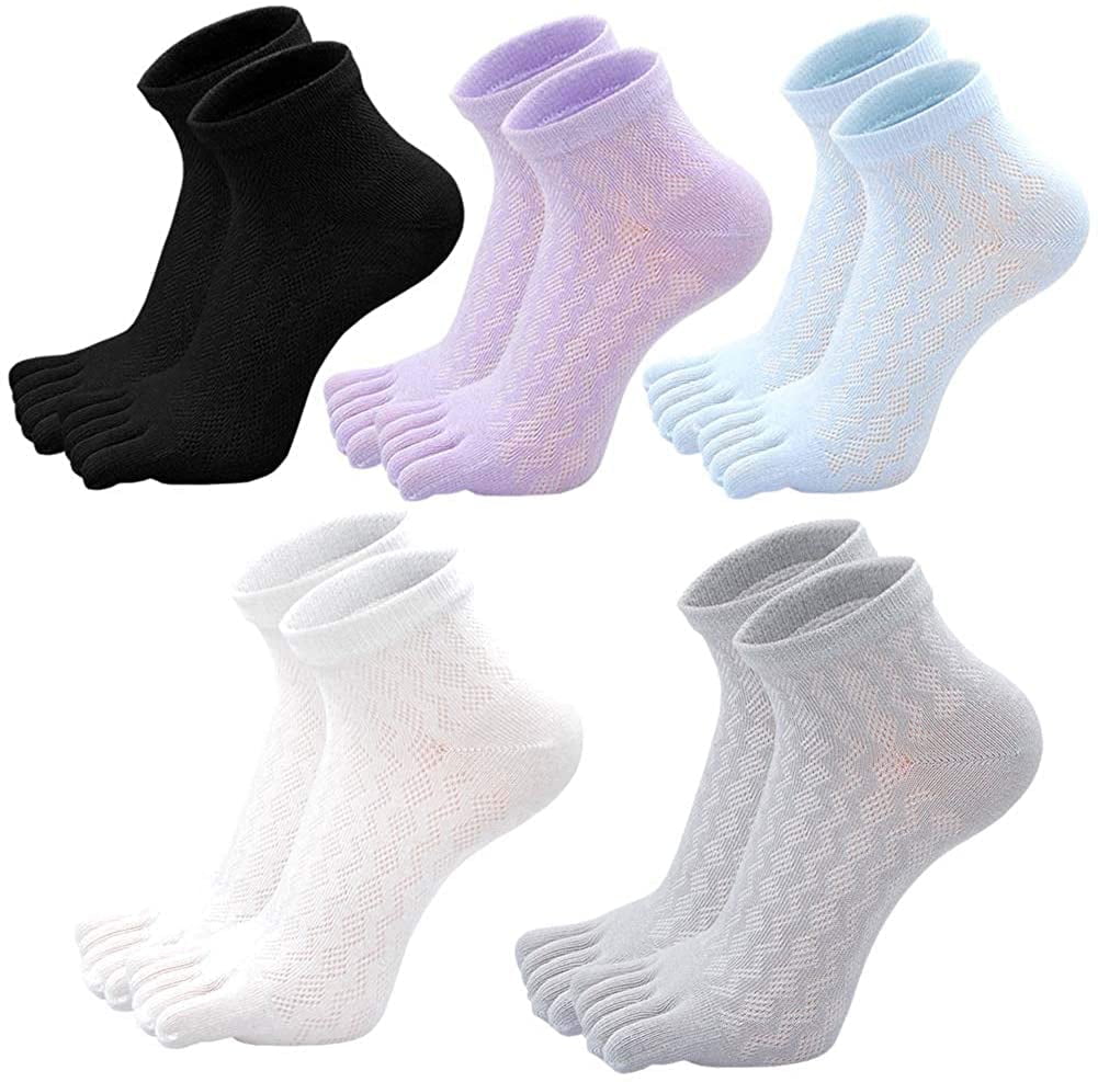 LOFIR Women's Toe Socks Mesh Breathable Five Finger Cotton Ankle Sock