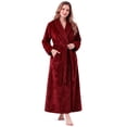 thumbnail image 1 of LOFIR Womens Fleece Robe - Comfy Warm Plush Long Bathrobes for Women, Ladies Sleepwear (L/XL, Wine Red), 1 of 9