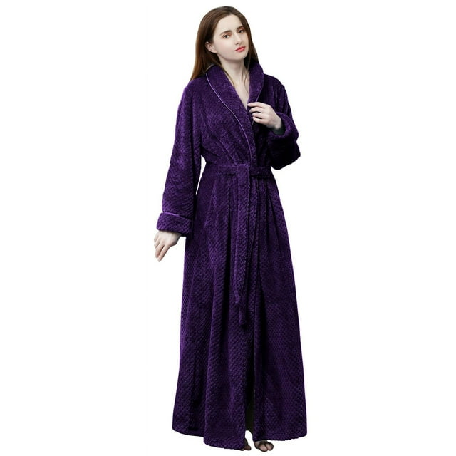 LOFIR Womens Fleece Robe Soft Warm Plush Long Bathrobes for Women