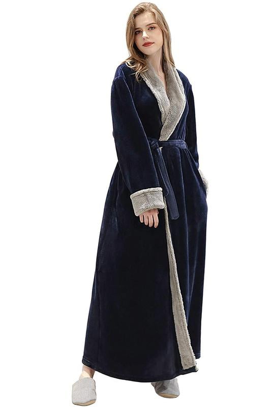 LOFIR Womens Fleece Robes Long Plush Soft Warm Flannel Spa Bathrobe for