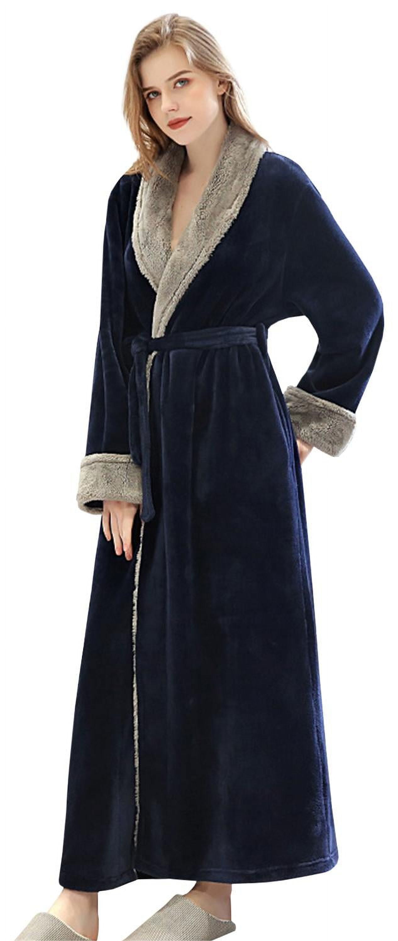 LOFIR Womens Fleece Robes Long Plush Soft Warm Flannel Spa Bathrobe for