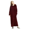 thumbnail image 1 of LOFIR Womens Hooded Plush Robe, Zip up Front Soft Fleece Robes for Women (L/XL, Wine Red), 1 of 9