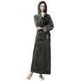thumbnail image 1 of LOFIR Womens Plush Soft Hooded Robe, Luxury Fluffy Robe Long Fleece Spa Bathrobe for Women (L, Dark Gray), 1 of 11