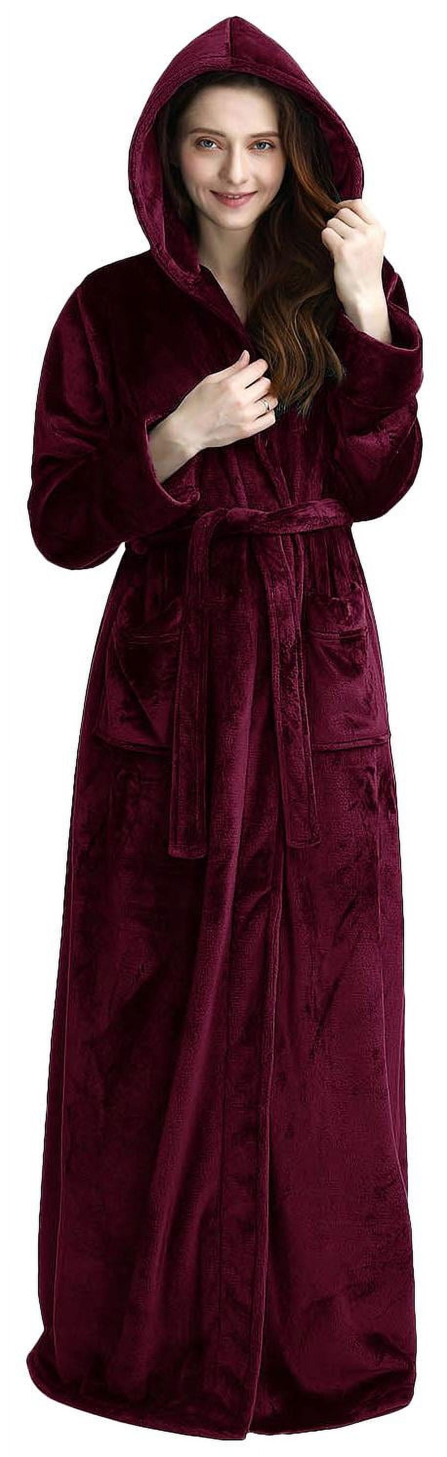 Artfasion Womens Hooded Plush Flannel Bathrobe Honduras Ubuy