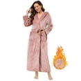 thumbnail image 1 of LOFIR Womens Soft Hooded Plush Robe, Luxury Fluffy Robe Long Fleece Spa Bathrobe for Women (XL,Taupe), 1 of 7