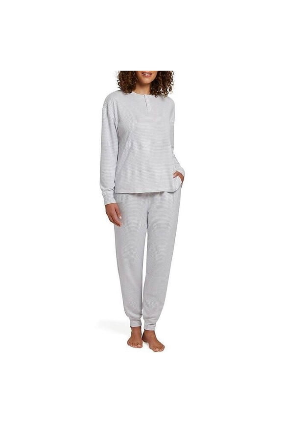 Women's Henley Sleep Set (Stripe, XXL)