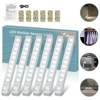 LOFTER-PRO 6 Pack Motion Sensor Closet Lights Wireless 10 LED Under Cabinet Lights Stick-on Safe Night Light Bar for Closet Cabinet Wardrobe Stairs Kitchen