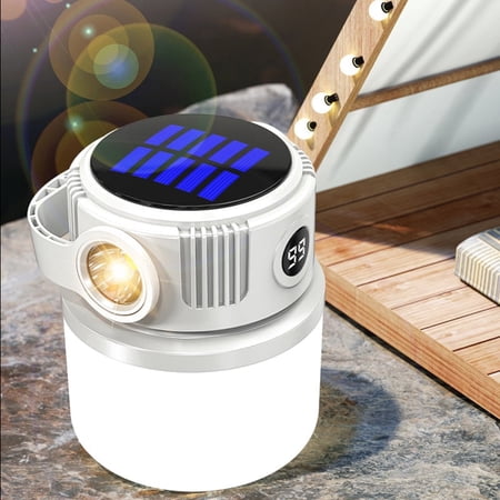LOFTER-Pro LED Camping Lantern Rechargeable, Emergency Light for Power Outages, 4 Lighting Modes 2400mAh Power Bank, Solar Tent Lights Flashlight for Hurricane, Survival, Hiking, Home, White