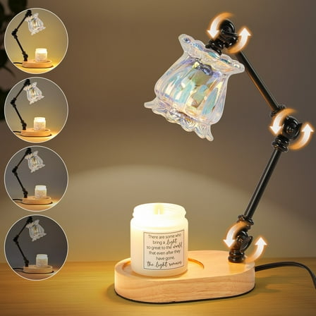 LOFTER-PRO Candle Warmer Lamp with Timer, Dimmable, Adjustable Height, Electric Top Down Melting for All Jar Candles, Home Decor Wax Melter Light, Includes 2 Halogen Bulbs, Flower