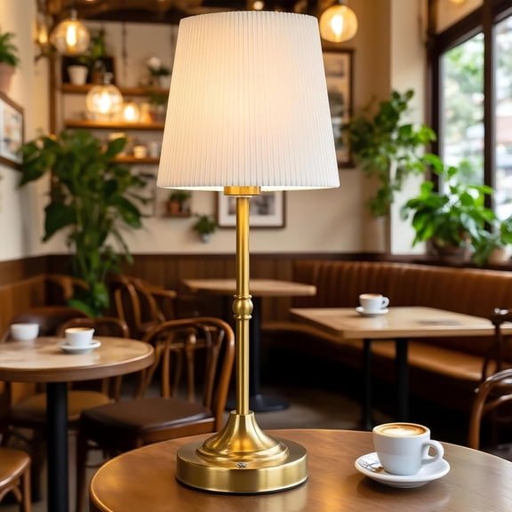 LOFTER-PRO Cordless Table Lamp Rechargeable, 5200mAh Bedside Lamp, 3000K Stepless Dimming Touch Control Wireless Lamp for Bedroom, Dining Table, Counter, Living Room (Gold)