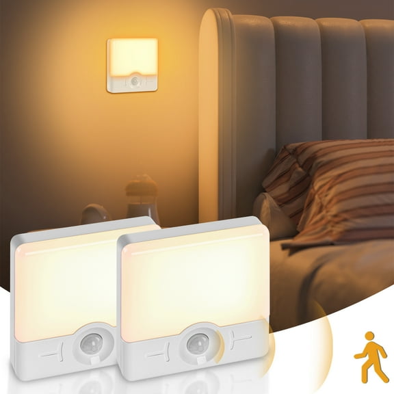 LOFTER-PRO Night Light, LED Motion Sensor Closet Lights, Wireless LED Under Cabinet Lights Stick-on Safe Night Light, Adjustable Brightness Warm White Lights for Bedroom, Kitchen, 2 Pack