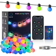 LOFTER-PRO Outdoor String Lights, LED Lights for Bedroom, 33Ft 50 Bulbs Smart RGB Outdoor String Lights Fairy Lights for Halloween Decorations, Christmas, Patio Lights, APP Control, IP65 Waterproof