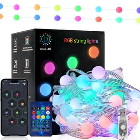LOFTER-PRO Smart String Lights, Outdoor Lights with Dimmable Warm White LED Bulbs, 47 Scene Modes for Patio, Backyard, Balcony, IP65 Waterproof, App Control and Remote Control
