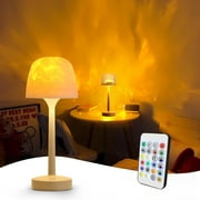 LOFTER-PRO Table Lamps ,Ocean Wave Projector – 2-In-1 Cordless Night Light & Desk Lamp, USB Rechargeable, 16 Color Dimmable with Touch & Remote Control, Ambient White Shade for Bedroom & Living Room