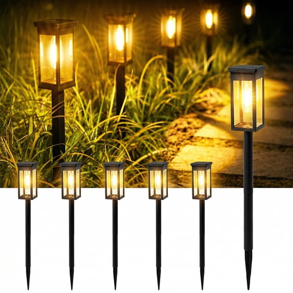 LOFTER-Pro Solar Pathway Lights Outdoor, 6 Pack Solar Landscape Lights, IP54 Waterproof LED Garden Lights, Auto On/Off Solar Powered Yard Lights for Lawn, Patio, Walkway, Driveway
