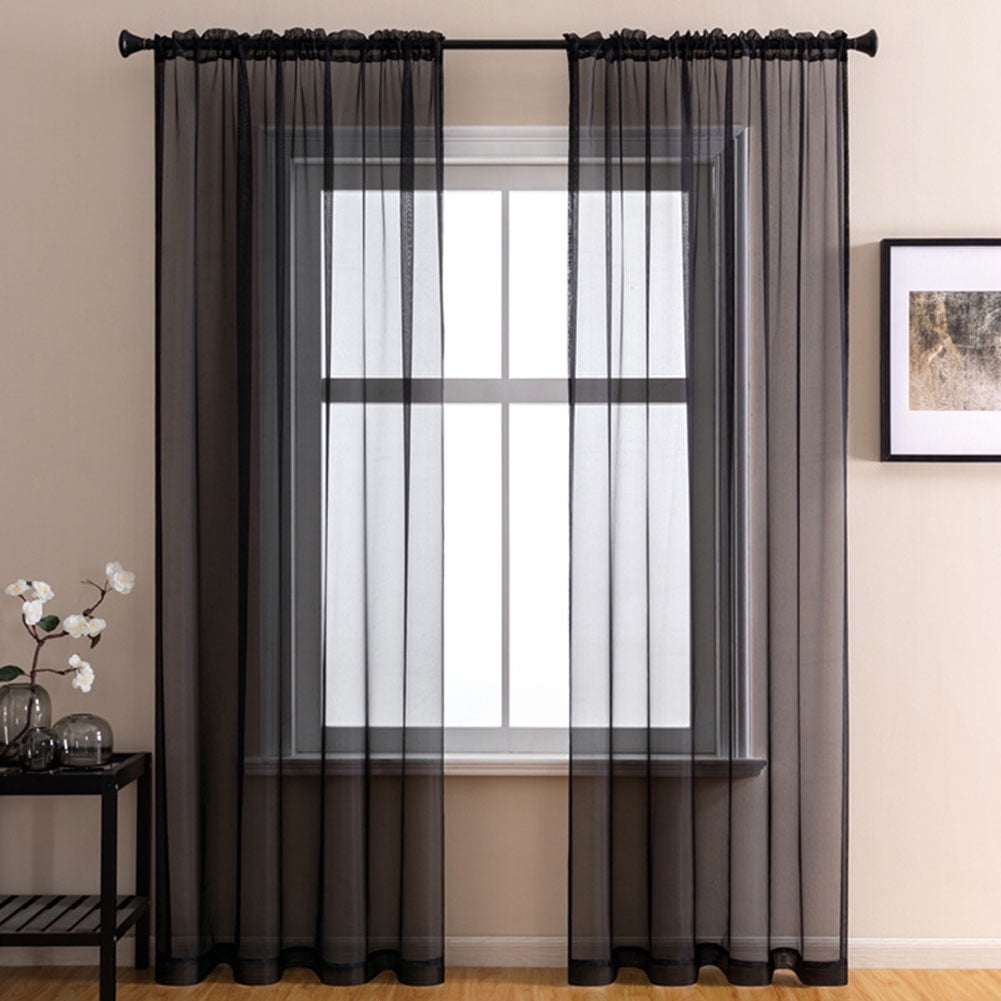 LOFTER Solid Fringe Single Sheer Curtain Panel Soft Silver Polyester ...