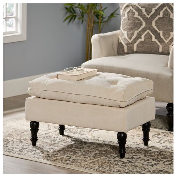 LOFTON 28INCH PILLOW TOP OTTOMAN Cream + Fabric