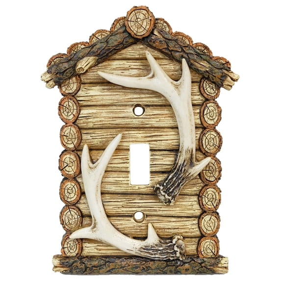 LOG CABIN With Antlers Electric Light Switch Plate Cover, by DeLeon