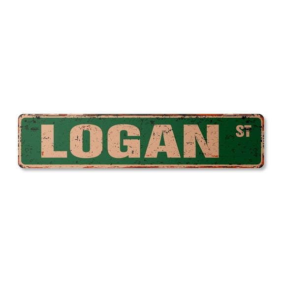 LOGAN Vintage Plastic Street Sign Childrens Name Room Sign | Indoor/Outdoor | 24" Wide