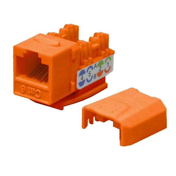 LOGICO 25 pack lot Keystone Jack Cat6 Orange Network Ethernet 110 Punchdown 8P8C