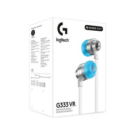 Logitech - G333 VR Wired In-Ear Gaming Headphones for Meta Quest 2 - White/Silver/Blue