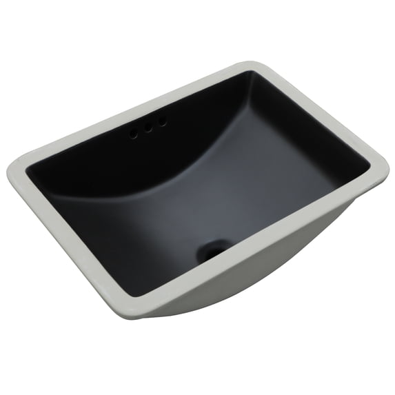 LOGMEY 21" Black Undermount Ceramic Bathroom Sink with Overflow - Scratch Resistant, Fits 20" Vanity, 1.75" Drain Ready