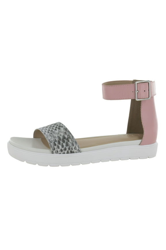 Women Olivia Ankle Strap Sandal, Gray/White/Snake, US 8.5