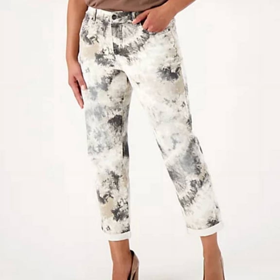 LOGO by Lori Goldstein Plus Tie-Dye Boyfriend Jeans, Size 22