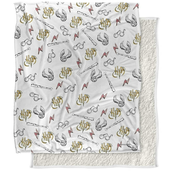 LOGOVISION Harry Potter Blanket, 50''x60'', Whimsical Water Color Silky Touch Sherpa Back Super Soft Throw Blanket
