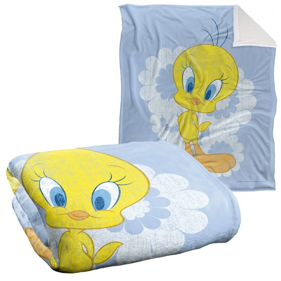 LOGOVISION Looney Tunes Blanket, 50*60inch, Retro Tweety Sherpa Back Super Soft Throw