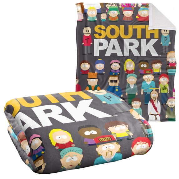 LOGOVISION South Park Blanket, 50Inx60In, Full Cast Silky Touch Sherpa Back Super Soft Throw Blanket